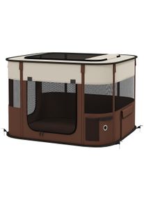 PawHut Foldable Dog Pen with Storage Bag for Indoor/Outdoor Use, Brown | Aosom Ireland