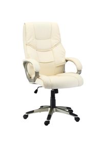 HOMCOM Computer Desk Chair with Adjustable Height & Rocking Function, High Back Executive Office Chair, Faux Leather, Cream White. | Aosom Ireland