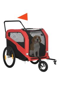 PawHut 2 in 1 Dog Bike Trailer Pet Stroller for Large Dogs with Hitch, Quick-release 20" Wheels, Pet Bicycle Cart Trolley Carrier for Travel, Red | Aosom Ireland