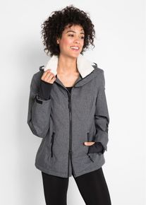 Outdoor jas met teddyfleece waterdicht - grijs - maat 46 - fleece - bonprix