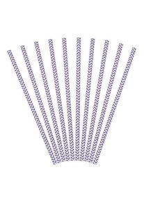 partydeco 10 pailles en papier zigzag violet 19,5 cm