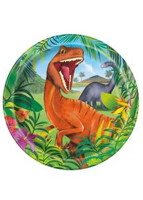 UNIQUE 8 st Dino äventyrspapperstallrikar 23cm