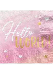 Amscan 16 serwetek Hello World różowych 33cm