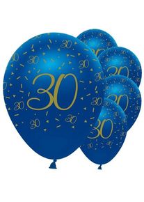 6 ballons 30e anniversaire bleu 30cm