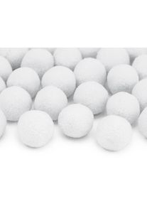 partydeco 20 pompons en peluche blanc 2cm