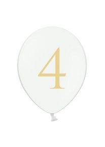 partydeco 50 ballons blancs dorés numéro 4