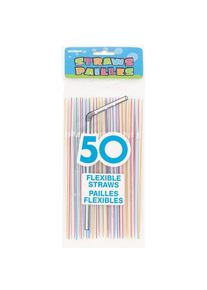 UNIQUE 50 pailles Flexi à rayures colorées 20cm