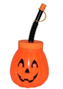 Funny Tazza bevente di plastica della zucca con paglia (2er Multipack)