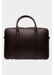 Stylowy Classic Briefcase - Brązowy - Kaktusleder wegański, wodoodporny, kieszeń na laptopa 13"-17, Multi-Pocket Teczka - Lilienthal Berlin