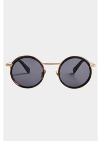 Chillwave - Unisex Sunglasses - Round - Gold & Dark Gray / Gray - Bio Acetate & Metal - 100% UV Protection - Lilienthal Berlin