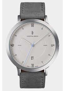 Men's Automatic Watch – Silver - Brushed Steel Case, Sapphire Glass, Leather Strap - 38h Power Reserve, 42mm , Swiss Automatic Movement - Lilienthal