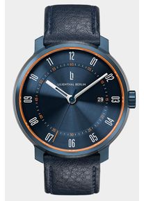 Zegarek Automatyczny Męski | Niebiesko/Pomarańczowy | Skórzany Pasek | 42mm | Neolux Automatyczny | Lilienthal Berlin