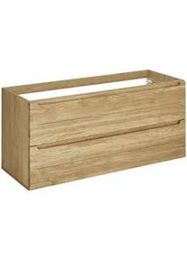 Linea Natura Waschbeckenunterschrank , Eichefarben , Holz, Holzwerkstoff , Eiche , furniert,massiv , 2 Schubladen , 120x54x46 cm , hängend , Holzmöbel, Holzschränke, Waschbeckenunterschränke Holz