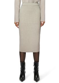 Drykorn LUDIMI Kokerrok met split in 100% merinowol in beige, maat S