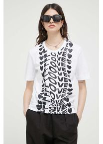 Love Moschino tricou din bumbac culoarea alb