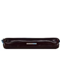 Piquadro Estuche cuadrado azul de piel 18 cm marrón