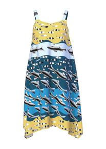 Ulla Popken Kleid Damen blau / gelb / grau / dunkelgrün / schwarz Größe 42/44