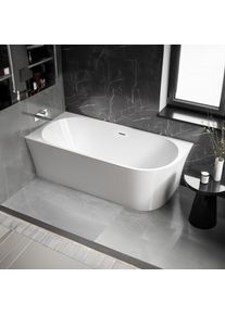 Bernstein Freistehende Raumsparbadewanne NOVA CORNER Acryl Weiß - 170 x 78 cm - Einbau links - Oberfläche wählbar