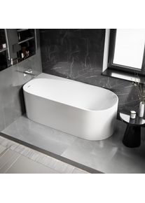 Bernstein Freistehende Badewanne ONDA CORNER Acryl Weiß glänzend - Einbau Links