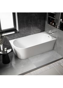 Bernstein Halb freistehende Raumsparbadewanne NORA CORNER Acryl Weiß - 170 x 80 cm - Einbau Rechts