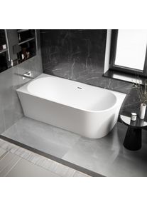 Bernstein Freistehende Raumsparbadewanne NOVA CORNER Acryl Weiß - 170 x 78 cm - Einbau links - Oberfläche wählbar
