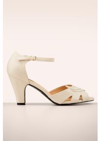 Banned Retro Mable Peeptoe Pumps in Creme