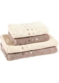 Esposa Frottierset , Taupe, Beige , Textil , 4-teilig , 50x100 cm , Heimtextilien, Badtextilien, Handtuchsets