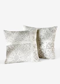 bonprix Colcha con adornos, gris, Pack de 2 fundas de cojín 40/40 cm
