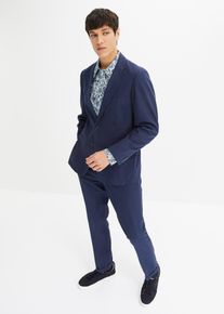 Linnekostym smal passform (2 delar) - blå - storlek 60 - bonprix