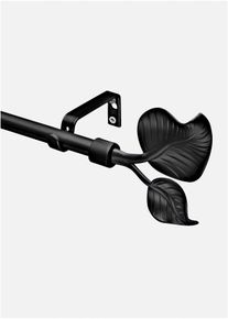 Gardinstång med bladformad ändknopp - svart - storlek 120 cm - bonprix