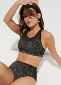 Bikini med BH-topp (2 delar) med transparenta infällningar - grön - storlek 50 - bonprix