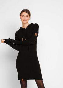 Stickad kl&auml;nning med luva - svart - storlek 40/42 (M) - bonprix