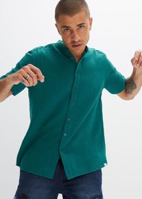 Kort&auml;rmad muslinskjorta - petrol - storlek 49/50 (4XL) - bonprix