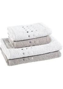 Esposa Frottierset , Anthrazit, Silberfarben , Textil , 4-teilig , 50x100 cm , Heimtextilien, Badtextilien, Handtuchsets