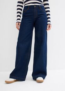 Jean large taille mi-haute longueur sol - bleu - taille 56 avec coton - bonprix