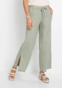 Pantalon large en lin mélangé - vert - taille 36 - lin - bonprix