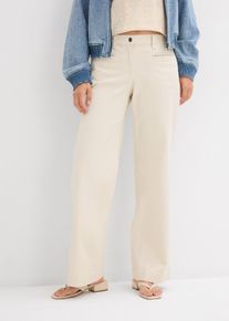 Jean large taille mi-haute élastiquée - beige - taille 54 avec coton - bonprix