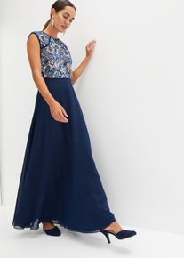 Robe longue à dentelle - bleu - taille 34/36 (XS) - bonprix
