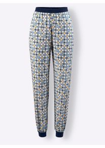 Dames Pyjamabroek met ribboordjes in hemelsblauw bedrukt ,maat 36/38, WITT, 100% Katoen