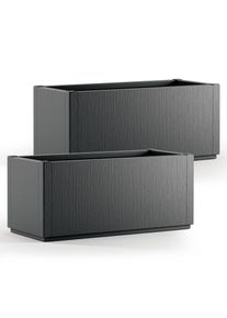 Casaria Bloempot Ethica Set van 2 Antraciet plastic 80x36x36cm
