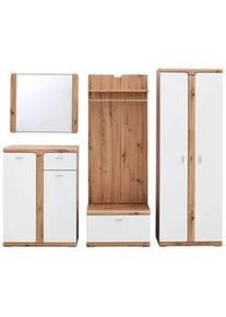 Xxxl Garderobe , Weiß, Eichefarben , Holzwerkstoff , 5-teilig , 1 Schubladen , 240x197x38 cm , Garderobe, Garderoben-sets & Serien, Garderoben-sets