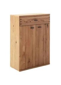 Waldwelt Schuhschrank , Wildeiche , Metall , Wildeiche , furniert, massiv , 3 Fächer , 1 Schubladen , 75x108x37 cm , Beimöbel erhältlich , Holzmöbel, Garderobe Holz, Schuhschränke Holz