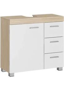 Mid.you Waschbeckenunterschrank , Weiß , Holzwerkstoff , 1 Fächer , 3 Schubladen , 70x64x30 cm , stehend , Badezimmer, Badmöbel, Waschbeckenunterschränke