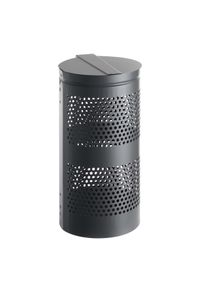 1 Waste bin with lid, for outside, 38 L, steel, grey, dark grey