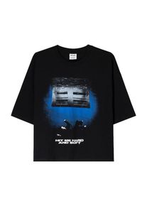 Bershka Tricou 'BILLIE EILISH HIT ME' Femei negru, Mărimea XS