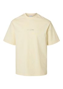 Selected T-Shirt 'SLHKAI' Herren gelb Größe L Mottoprint