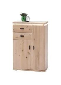 Linea Natura Schuhschrank , Eichefarben , Metall , Eiche , furniert, massiv,massiv , 7 Fächer , 2 Schubladen , 75x111x37 cm , erweiterbar, Beimöbel erhältlich , Holzmöbel, Garderobe Holz, Schuhschränke Holz