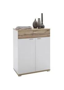 MCA furniture Carryhome Schuhschrank , Weiß, Eichefarben , Holzwerkstoff , 3 Fächer , 1 Schubladen , 74x95x40 cm , Beimöbel erhältlich , Holzmöbel, Garderobe Holz, Schuhschränke Holz