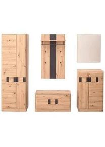 Xxxl Garderobe , Grau, Eichefarben , Glas, Holzwerkstoff , 5-teilig , 245x201x38 cm , Garderobe, Garderoben-sets & Serien, Garderoben-sets
