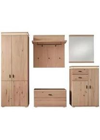 Linea Natura Garderobe , Eichefarben , Holz, Holzwerkstoff , 5-teilig , Balkeneiche , furniert, massiv , 2 Schubladen , 260x204x38 cm , Beleuchtung , Garderobe, Garderoben-sets & Serien, Garderoben-sets